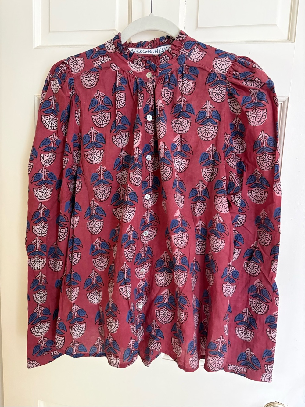 Alix Of Bohemia Rose Pink Floral-Print Long-Sleeve Blouse